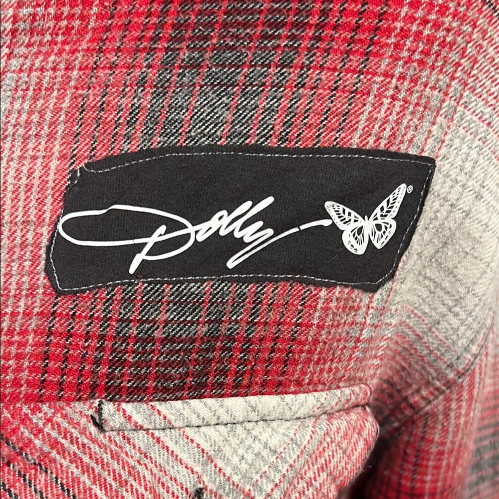 Upcycled Band Tee Button Hoodie Dolly Parton - Picture 6 of 7